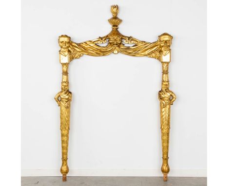 A Gold-plated sculpture, decorated with figurines.Italy, the first half of the 20th century.&nbsp;Dimensions:(W:99 x H:153 cm