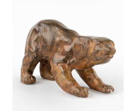 Pierre CHENET (XX-XXI) 'Polar Bear'Patinated bronzeSigned on the base.&nbsp;Dimensions:(D:10 x W:28 x H:16 cm)