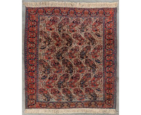 An Oriental hand-made carpet, Afshar.&nbsp;Dimensions:(D:184 x W:164 cm)Condition:Generally in good condition.&nbsp;Fringes o