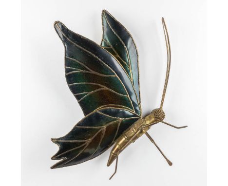 Henri FERNANDEZ (1946) 'Butterfly'&nbsp;a wall lamp.Patinated or enamelled brass.&nbsp;With 1&nbsp;point&nbsp;of light.Dimens