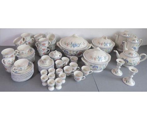 A 65-piece set of Villeroy & Bosch kitchen ceramics in the 'Delia' pattern: two coffee and one tea pot, 8 coffee cups and sau