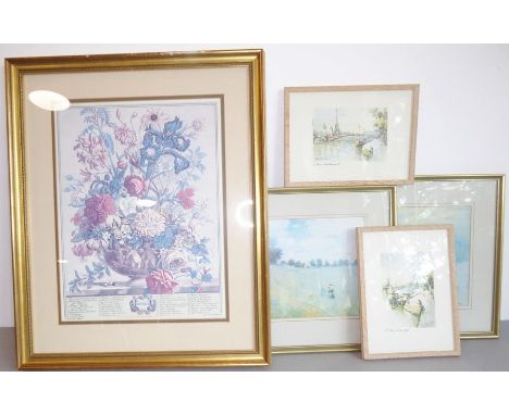 Five framed and glazed prints to include a gilt-framed&nbsp;botanical print (5)