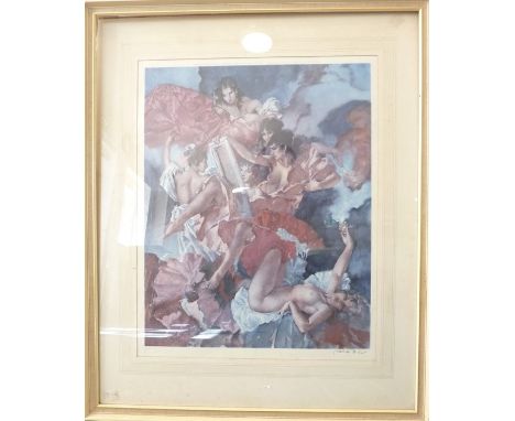 WILLIAM RUSSELL FLINT (1880-1969); 'A Question of Attribution', a mid-20th century gilt-framed and glazed limited edition col