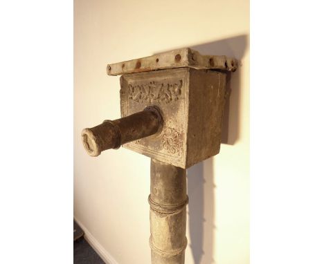 An ornamental lead rain hopper