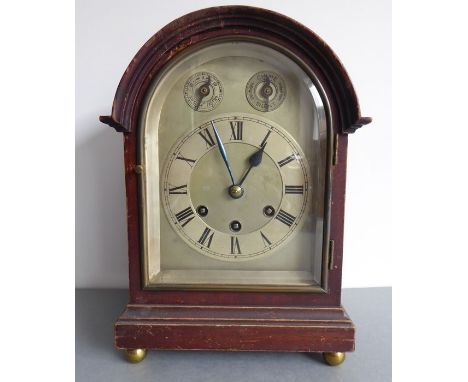 An early 20th century mahogany-cased eight-day bracket clock; the gilded movement signed Gustav Becker and with Westminster c