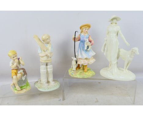 A collection of ceramic figures comprising a limited edition Royal Doulton The Shepherdess # HN2420, Wedgwood High Hopes, Roy