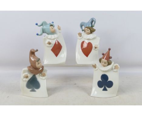 A set of four Nao Jester Playing Card figures, # 1279, # 1280, # 1281 and # 1282, largest approximately 19 cm (h). [W]

Condi