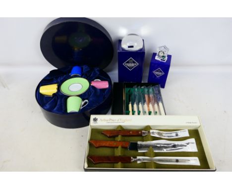 Lot to include a boxed Royal Worcester commemorative set for Queen Elizabeth II 80th birthday, boxed flatware and Edinburgh C