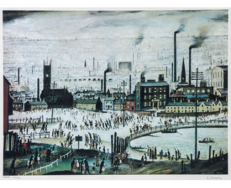L.S Lowry (1887-1976)(after) - An Industrial Town offset lithograph printed in colours, signed in pencil, numbered 47/500, on