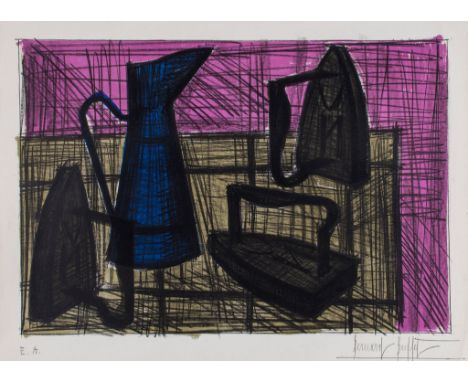 Bernard Buffet (1928-1999) - Nature Morte Aux Fers a Repasser lithograph printed in colours, 1955, signed and inscribed E.A i