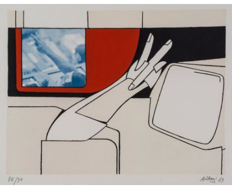 Valerio Adami (b.1935) - On The Moon lithograph printed in colours, 1969, signed and dated in pencil, numbered 85/90, on wove