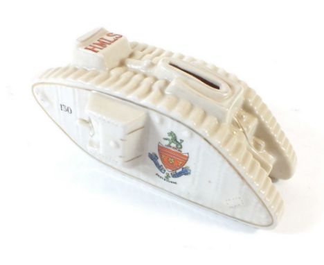 A Carlton China crested tank form money box