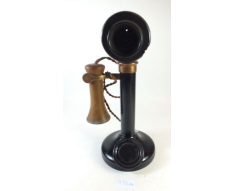 A Victorian style candlestick telephone marked TE 30 235, No.4, 156, circa 1930 by Telephone Manufacturing Company
