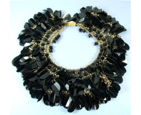 A Christian Dior 1950's  vintage costume necklace in gilt metal with plastic petal  drops - boxed and good condition