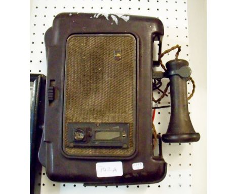 A 19th/20th century bakelite wall telephone speaker