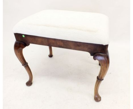 A tapestry topped stool on turned supports
