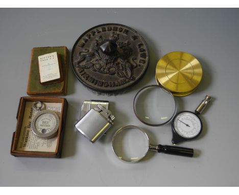 A collection of mixed small items to include pocket compass, brass spyglass, miniature books etc.