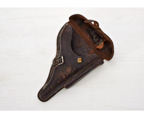 Militaria Ausland - Zubehör : P08 Pistolentasche aus dem Jahr 1915, komplett P08 Pistolentasche aus braunem Rindleder in sehr