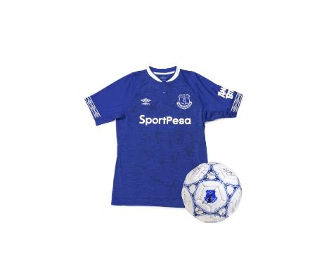 Everton FC Signed Ball and Football Shirt 2018/2019  
 
A football and game shirt signed by 18 team members of Everton FC fro