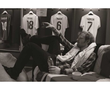 A signed Ed Sheeran Photograph Alone in the Dressing Room after Second Night at Wembley Stadium, 2015 
Signed by Photographer