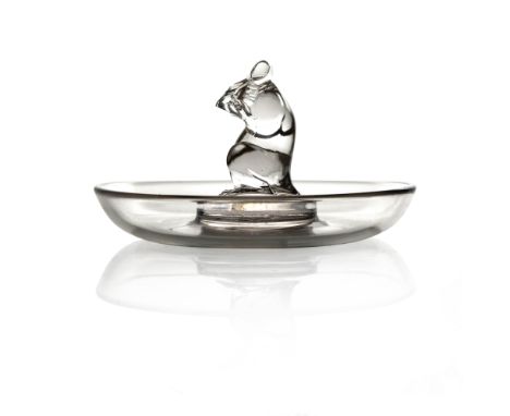 Rene Lalique, a Souris glass ashtray or pin dish, model number 286, designed circa 1925, polished, incised mark R Lalique, 12