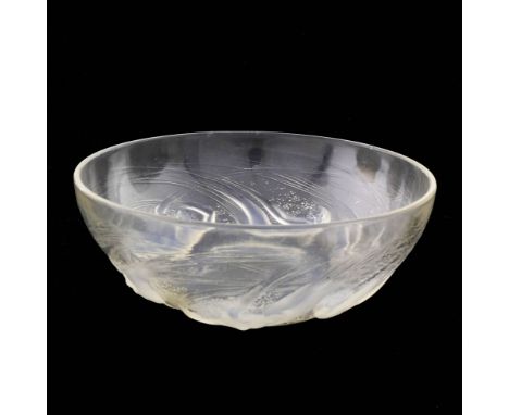 Rene Lalique, an Ondines opalescent glass bowl, model 380, designed circa 1921, engraved mark R Lalique France, 21cm diameter