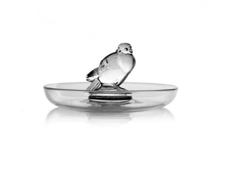 Rene Lalique, a Moineaux glass ashtray or pin dish, model number 284, designed circa 1925, polished, incised mark R Lalique, 