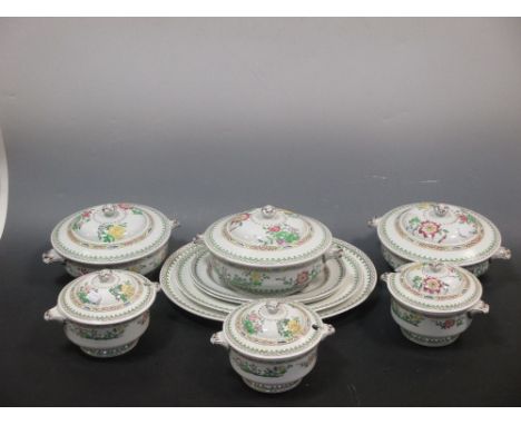 A Minton 'Boston Japan' pattern part dinner service, comprising 10 dinner plates, 10 dessert plates, 12 soup bowls, 12 tea pl