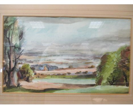 Rowland Suddaby (British, 1912 - 1972) View of Gestingthorpe with the church, Essex signed lower left "R Suddaby" watercolour