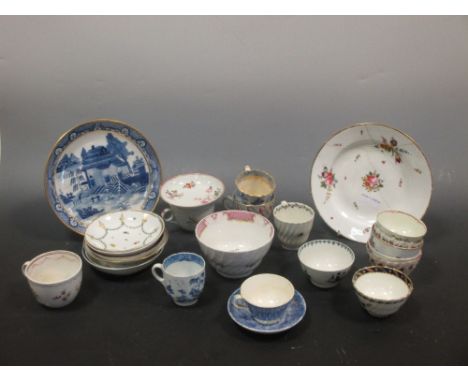 A collection of tea wares by Lowestoft, Bristol, Chelsea/Derby, Worcester and New Hall  