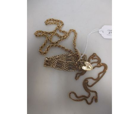 A 9ct rope twist necklace, a 9ct flat curblink necklace and a 9ct gate bracelet (gross 59g) (3)  