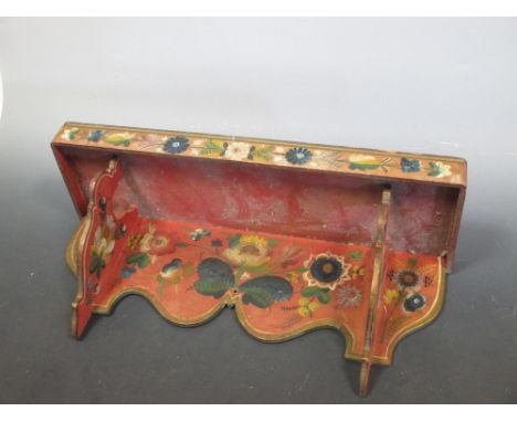 A traditional painted Norwegian shelf, 51cm wide  