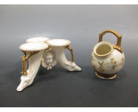 Two Worcester gilt parian vases  