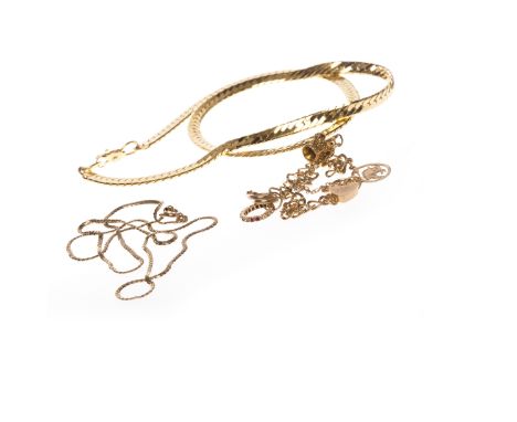 NINE CARAT GOLD BRACELETwith various charms including a crown, the clasp marked for nine carat gold, 10g gross; along with a 