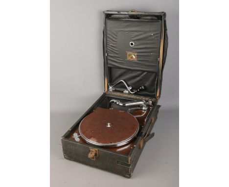 A His Master's Voice Model 101 record player.