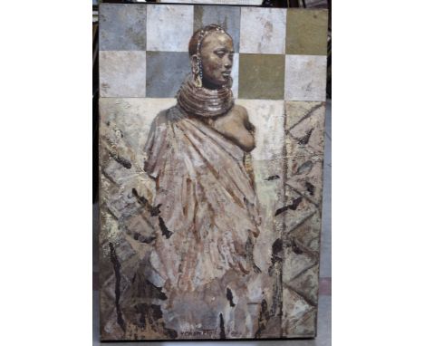 Yves Charreton (French, 1953), 'Princesse', signed and dated 2000 l.c., mixed media, on panel, 76 by 50cm.