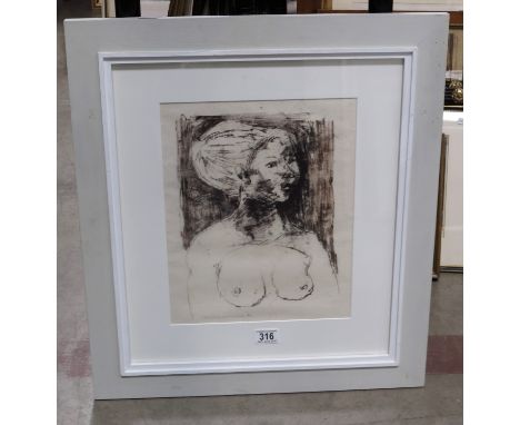 Eric James Mellor (British, 1925-204), portrait of a female nude, bust length, signed and dated 1968 l.l., 32 by 24cm, framed