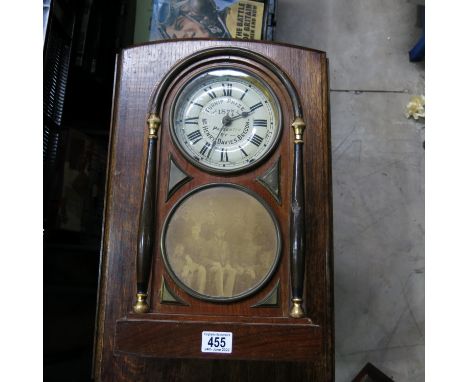 An American walnut cased eight day striking mantel clock, presentation dial Turnip Prize 1877, presented by Mr Henry Davies B
