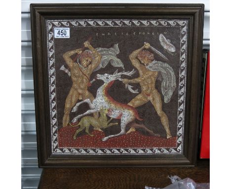 A decorative simulated micromosaic 'Grand Tour' panel after the circa 300 B.C Greek original, Italian early 20th Century, dep