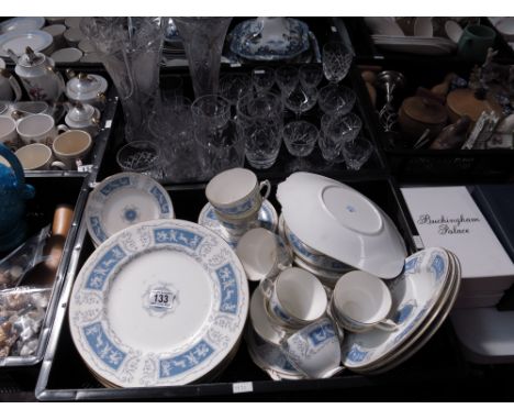Coalport Revelry tea and dinner ware including cups, saucers, plates etc, together with various cut glass vases and stem ware