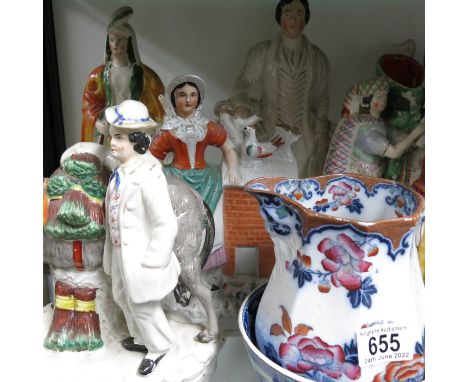 A collection of Staffordshire portrait figures, including Samuel &amp; Eli, VRifles, Beesums etc, together with a Heubach sty