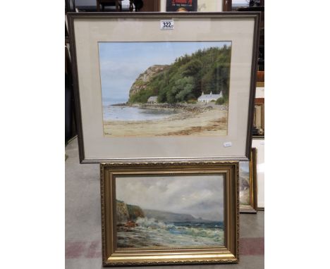 G. Payne (British, 20th Century), a coastal landscape, signed l.l., gouache, 30 by 40cm, framed, together with a seascape oil