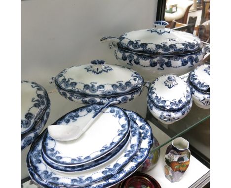 A Bisto Elaine pattern soup covered soup tureen and ladle, together with two pair of covered tureens and stands, (10)