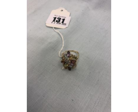 A 14ct gold multi gem set ring weight 3 grams size M