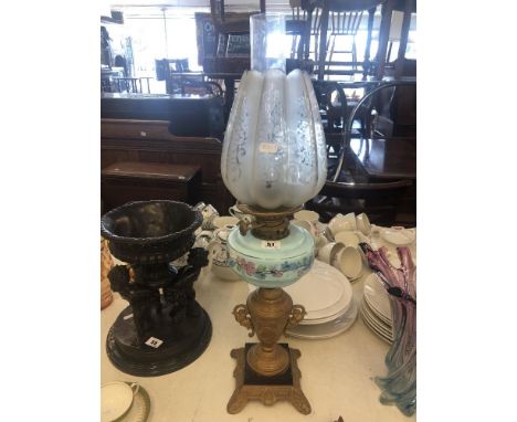 A Victorian French oil lamp