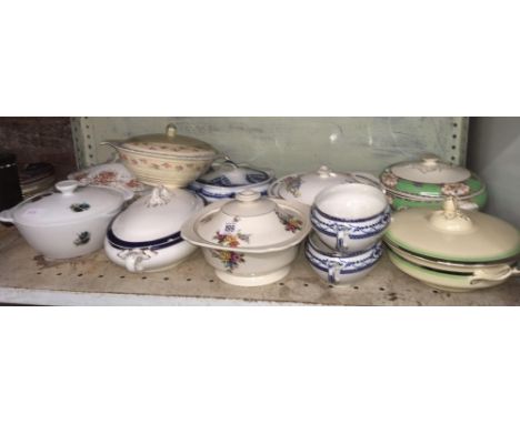SHELF OF VARIOUS SERVING BOWLS