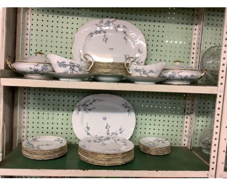 2 SHELVES OF ADDERLEY CHINESE BLOSSOM DINNER &amp; TEA WARE INCL; MEAT PLATTERS, TUREENS ETC 