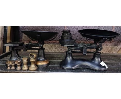 2 SMALL SETS OF WEIGH SCALES WITH WEIGHTS