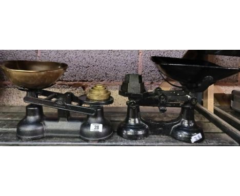 2 SMALL SETS OF WEIGH SCALES WITH WEIGHTS