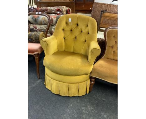 YELLOW BUTTON BACK TUB CHAIR